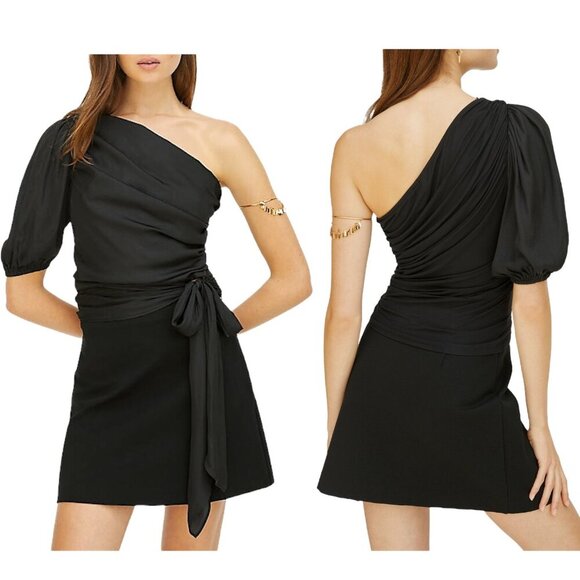 Anthropologie x Dolan - Women’s Ruched Off-The-Shoulder Top, Tie - Black, Medium - Picture 1 of 12